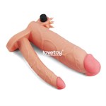Телесная насадка-удлинитель на пенис с анальным стимулятором и вибрацией - фото 1434030