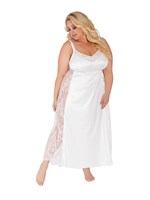 Длинная сорочка plus size с кружевными вставками 248008 - фото 93005