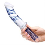 Прозрачно-синий двусторонний стимулятор 11  Realistic Double Ended Dildo - 28 см. - фото 1357184