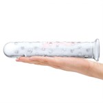 Прозрачный стеклянный фаллос с массажным рельефом 10  Extra Large Glass Dildo - 25,5 см. 272617 - фото 35611