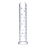 Прозрачный стеклянный фаллос с массажным рельефом 10  Extra Large Glass Dildo - 25,5 см. - фото 1357206