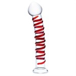 Прозрачный стимулятор с красной спиралью 10  Mr. Swirly Dildo - 25,4 см. - фото 1372595