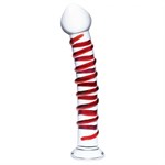 Прозрачный стимулятор с красной спиралью 10  Mr. Swirly Dildo - 25,4 см. 272679 - фото 128948