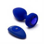 Синяя вибропробка Vibrating Jewel Plug L/XL - 11 см. - фото 1373301