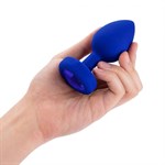 Синяя вибропробка Vibrating Jewel Plug L/XL - 11 см. - фото 1373302