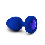 Синяя вибропробка Vibrating Jewel Plug L/XL - 11 см. - фото 1373298
