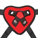 Красный поясной фаллоимитатор Red Heart Strap on Harness   5in Dildo Set - 12,25 см. - фото 1373740