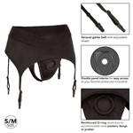 Черные трусики для страпона Thong with Garter размера S/M - фото 1414213