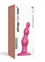 Розовая насадка Strap-On-Me Dildo Plug Beads size S - фото 1375359