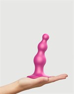 Розовая насадка Strap-On-Me Dildo Plug Beads size S - фото 1375360