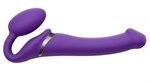 Фиолетовый безремневой вибрострапон Vibrating Bendable Strap-On - size L - фото 477628