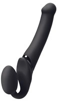 Черный безремневой вибрострапон Silicone Bendable Strap-On - size XL - фото 1375460