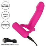 Розовая насадка для двойного проникновения Silicone Rechargeable Double Diver 299768 - фото 70002