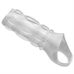 Насадка на пенис с кольцом для мошонки Clear Sensations Enhancer Sex Sleeve - 11,5 см. - фото 139832