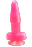Розовый гелевый анальный стимулятор на присоске - 12,5 см. - фото 215153