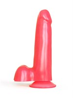 Нежно-розовый фаллоимитатор с мошонкой на присоске - 16,5 см. 32729