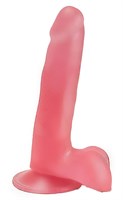 Нежно-розовый фаллоимитатор с мошонкой на присоске - 16,5 см. - фото 1151220