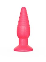 Розовая анальная втулка с рёбрышками - 14 см. 32739