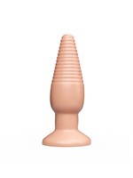 Телесная анальная пробка с рёбрышками - 14 см. 32757