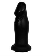 Чёрный анальный фаллоимитатор с ограничительным основанием - 14 см. 32773