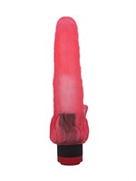 Розовый гелевый вибратор с клиторальными лепестками - 18,5 см. - фото 18394