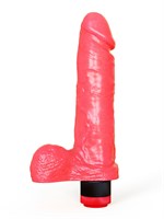 Розовый гелевый вибромассажёр в виде фаллоса - 23,5 см. 32824
