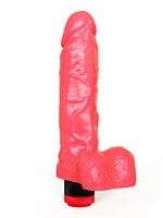 Розовый гелевый вибромассажёр в виде фаллоса - 23,5 см. 32824