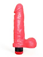 Розовый гелевый вибромассажёр в виде фаллоса - 23,5 см. 32824