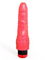 Двойной розовый вибромассажёр с шипами у основания - 20,5 см. 33010