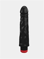 Чёрный вибромассажер с широким основанием - 22 см. 33020