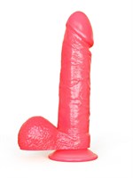 Розовый гелевый фаллоимитатор на подошве-присоске - 19 см. 33047