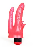 Двойной анально-вагинальный вибромассажёр с лепестками - 20 см. 33049