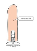 Страпон телесного цвета на регулируемых ремешках - 19 см. 33169