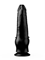 Чёрный фаллоимитатор с клиторальными шипами - 17,8 см. 33263