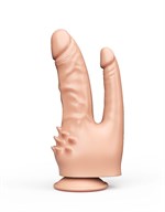 Двойной фаллоимитатор с шипами для массажа клитора - 21 см. 33276