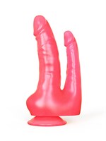 Двойной розовый стимулятор на присоске - 16,5 см. 33279