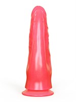 Розовый двойной фаллоимитатор с лепестками и присоской - 19,5 см. 33281