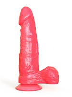 Розовый гелевый дилдо на присоске - 20 см. 33350