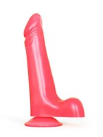 Розовый фаллоимитатор на присоске без вибрации - 19 см. 33352