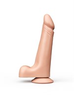 Телесный фаллоимитатор с мошонкой на присоске - 19 см. 33357