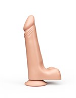 Телесный фаллоимитатор с мошонкой на присоске - 19 см. 33357