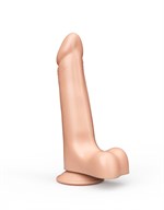 Телесный фаллоимитатор с мошонкой на присоске - 19 см. 33357