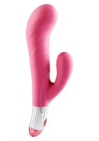 розовый вибратор со стимуляцией клитора Lovely Vibes G-spot Twin - 20 см. - фото 246103