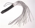 Белая плеть  Ракета  с чёрной ручкой-фаллосом - 65 см. - фото 140703