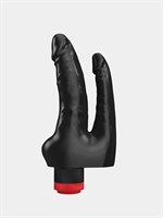 Двойной вибромассажёр чёрного цвета - 19,5 см. 35135