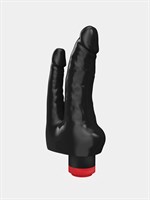 Двойной вибромассажёр чёрного цвета - 19,5 см. 35135