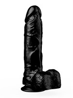 Чёрный дилдо на присоске - 19 см. 35145