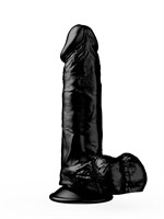 Упругий чёрный фаллоимитатор на присоске - 15,5 см. 35146