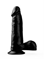 Упругий чёрный фаллоимитатор на присоске - 15,5 см. 35146