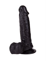 Чёрный фаллоимитатор с мошонкой на подошве-присоске - 16,5 см. - фото 1328792